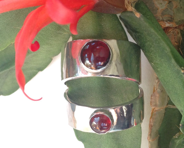 RESERVED FOR Heather Young Wright - 2 Sterling Silver Garnet Rings