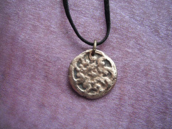 Artifact Pendant Bronze PMC Handcrafted from Mexico Oaxacan Small Clay Stamp 3/4" Necklace