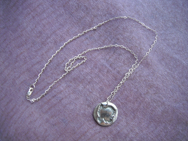 Washington Island, WI Pendant Necklace Charm .999 Fine Silver on Black Satin Cord