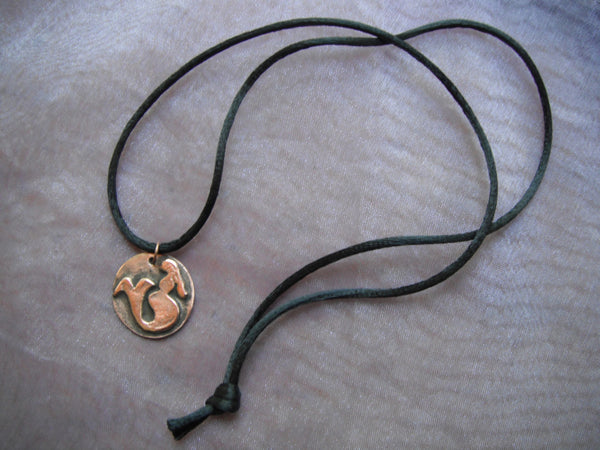 Mermaid Pendant Copper Precious Metal Clay Medallion Necklace