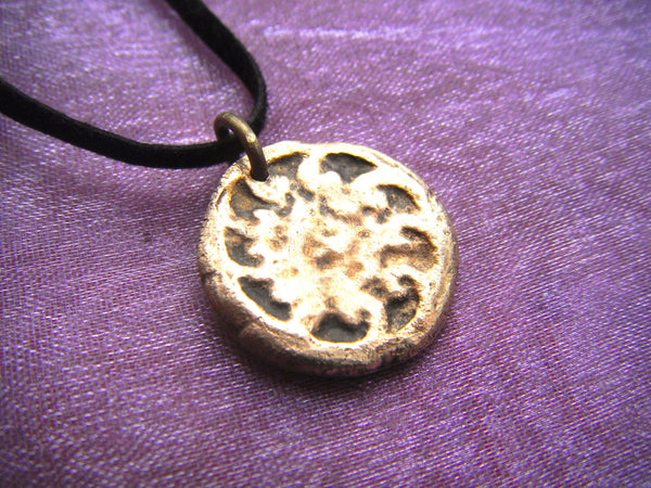 Artifact Pendant Bronze PMC Handcrafted from Mexico Oaxacan Small Clay Stamp 3/4" Necklace