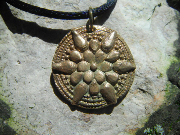 Bronze Victorian Snowflake Pendant Bronze Precious Metal Clay Necklace