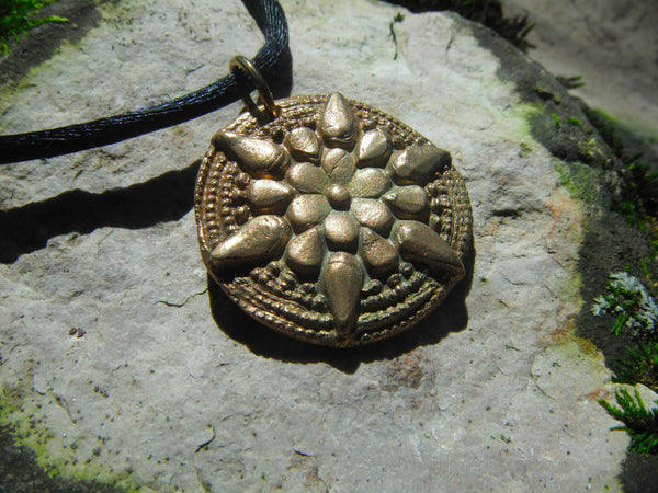 Bronze Victorian Snowflake Pendant Bronze Precious Metal Clay Necklace