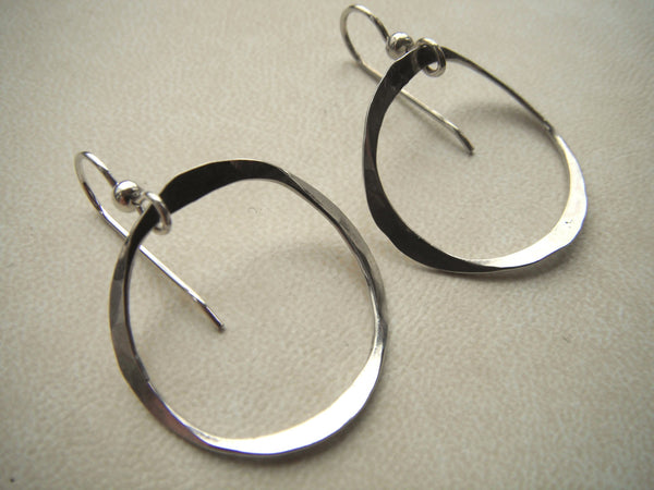 Sterling INFINITY Earrings Hand Hammered Handmade Earrings - 1" in diameter.
