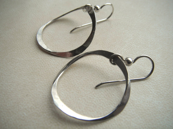 Sterling INFINITY Earrings Hand Hammered Handmade Earrings - 1" in diameter.