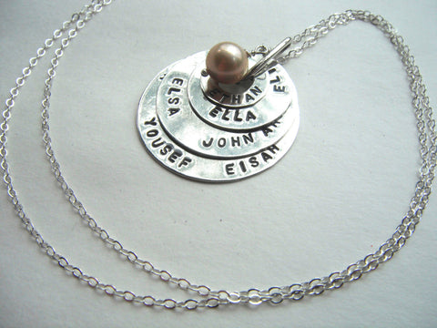 Mother's Necklace Sterling Silver Freshwater Pearl - 18" sterling chain - MADE TO ORDER - 1  1/8" diameter