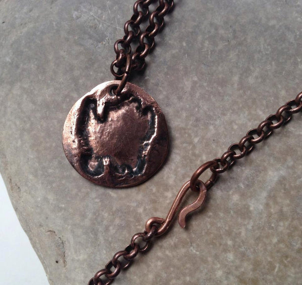 Washington Island, WI Pendant Copper Precious Metal Clay Handcrafted Charm Necklace 3/4"