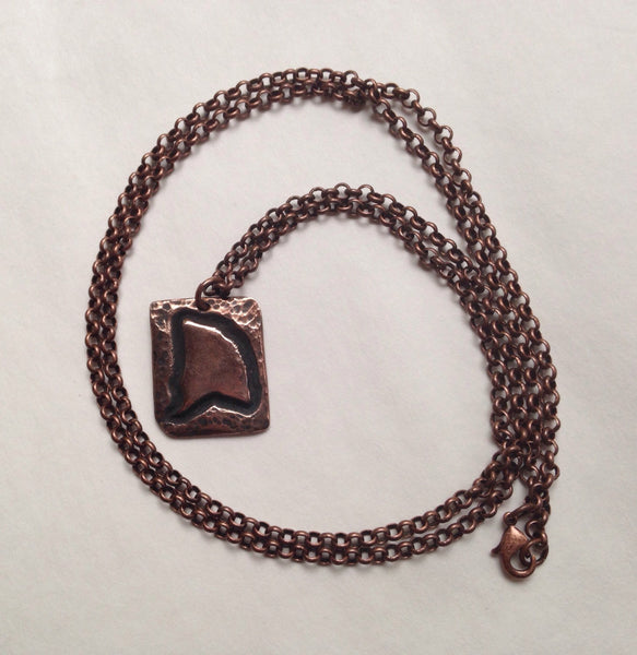 Rock Island, Wisconsin Copper Necklace, Rock Island Pendant on Long Copper Chain, Men's Rock Island Necklace, 33" Copper Chain
